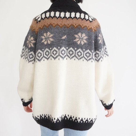 Vintage Alpaca Connections Wool Cardigan Fair Isle Cabincore Old Money L - Picture 2 of 10